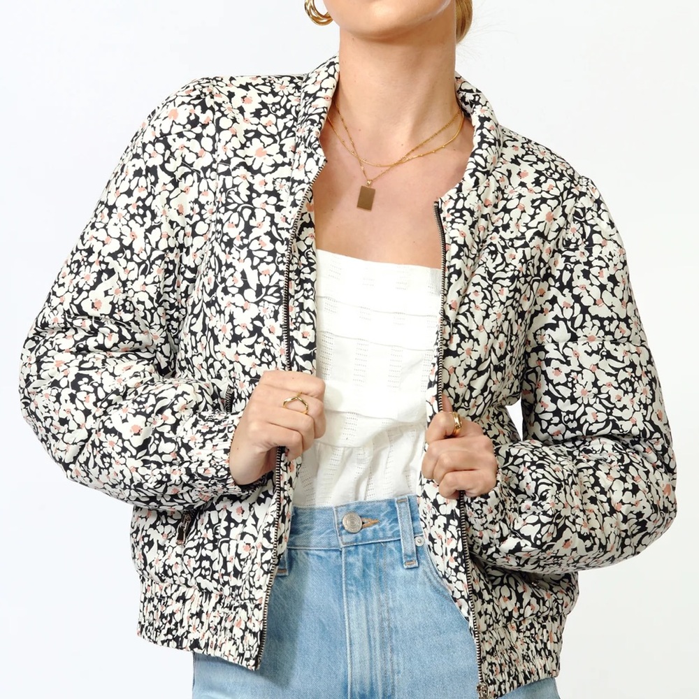 Greylin Gracie Puff Sleeve Bomber Jacket